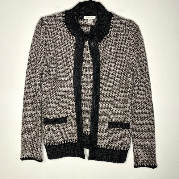 Garnet Hill Wool Cardigan Gray Textured XS - Picture 1 of 6